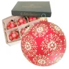 Krebs Glas Lauscha Weihnachtskugeln Rot Schneeflocken 6er-Set 8cm