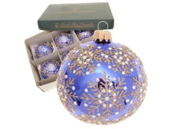 Krebs Glas Lauscha Weihnachtskugeln Schneeflocken 6er-Set 8cm