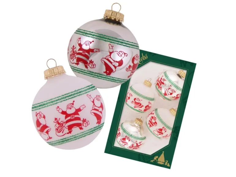 Krebs Glas Lauscha Weihnachtsbaumkugel mit Santas 4-tlg. 7cm