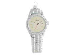 Krebs Glas Lauscha Weihnachtsornament Herrenuhr Silber 1-tlg. 11cm