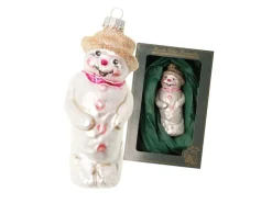 Krebs Glas Lauscha Weihnachtsornament Schneemann Weiß 1-tlg. 12cm