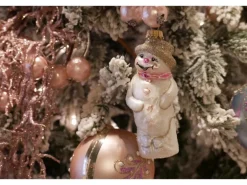 Krebs Glas Lauscha Weihnachtsornament Schneemann Weiß 1-tlg. 12cm