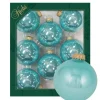 Krebs Glas Lauscha Weihnachtskugeln Aquamarin Glanz Uni 8er-Set 7cm