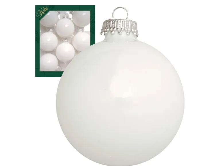 Krebs Glas Lauscha Weihnachtskugeln Weiß Matt Uni 8er-Set 7cm