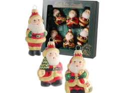 Krebs Glas Lauscha Weihnachtsmänner Goldglitter 6-tlg. 8cm