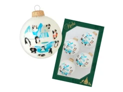 Krebs Glas Lauscha Weihnachtsbaumkugel Pinguinen 4er-Set 7cm