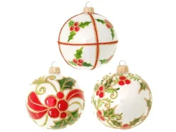 Krebs Glas Lauscha Weihnachtskugeln Ilex 3-tlg. 8cm