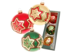 Krebs Glas Lauscha Weihnachtskugeln Sterne 3-tlg. 8cm