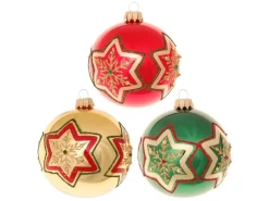 Krebs Glas Lauscha Weihnachtskugeln Sterne 3-tlg. 8cm