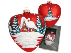 Krebs Glas Lauscha Weihnachtsornament Rot Herz mit Haus 1-tlg. 8cm