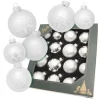 Krebs Glas Lauscha Weihnachtskugeln Sortiment Schneeflocke Silberfarbig 8cm
