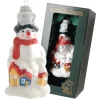 Krebs Glas Lauscha Weihnachtsornament Schneemann Häuser 1-tlg. 12cm