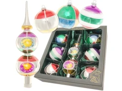 Krebs Glas Lauscha Weihnachtskugeln mit Doppelspitze 7-tlg. 8cm