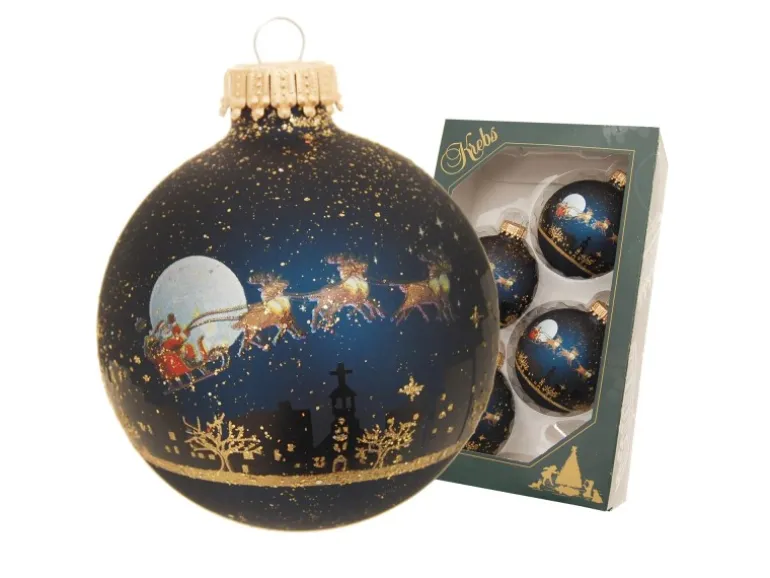 Krebs Glas Lauscha Weihnachtskugeln Midnight 4er-Set 7cm