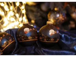 Krebs Glas Lauscha Weihnachtskugeln Midnight 4er-Set 7cm