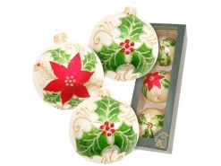 Krebs Glas Lauscha Weihnachtskugeln Weihnachtsstern und Disteln 3-tlg. 8cm