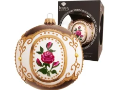 Krebs Glas Lauscha Weihnachtskugel Rosendesign Barock Rot 10cm