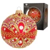 Krebs Glas Lauscha Weihnachtskugeln Jewels Rot mit Steinen 1-tlg. 8cm