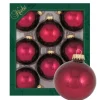 Krebs Glas Lauscha Weihnachtskugeln Burgundrot Glanz Uni 8er-Set 7cm