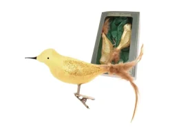 Krebs Glas Lauscha Weihnachtsornament Eisglasamsel Gold 2er Set 5cm