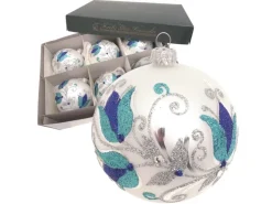 Krebs Glas Lauscha Weihnachtskugeln Blume 6er-Set 8cm