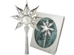 Krebs Glas Lauscha Weihnachtsbaumspitze Sternenform Silber 1-tlg. 32cm
