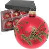 Krebs Glas Lauscha Weihnachtskugeln mit Zweigen 6er-Set 8cm