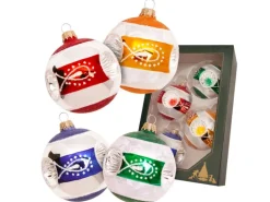 Krebs Glas Lauscha Weihnachtskugeln Set Reflex Silberfarbig 7cm