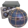 Krebs Glas Lauscha Weihnachtskugeln Blau Scottish 6er-Set 8cm