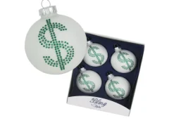 Krebs Glas Lauscha Weihnachtsbaumkugel mit Strass 4er-Set 8cm