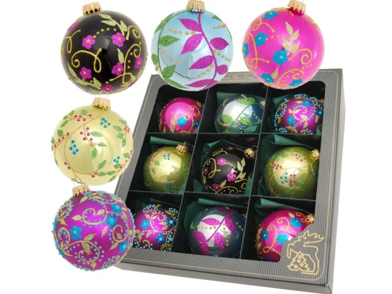 Krebs Glas Lauscha Weihnachtskugeln Feenwald 9-tlg. 8cm