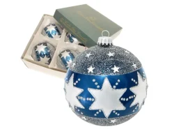 Krebs Glas Lauscha Weihnachtsbaumkugel Blau 4er-Set 11cm