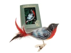 Krebs Glas Lauscha Weihnachtsornament Vogel Dompfaff 1-tlg. 5cm
