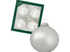 Krebs Glas Lauscha Weihnachtskugeln Uni-Design Honoria Silberfarbig 8cm