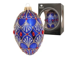 Krebs Glas Lauscha Weihnachtsornament Eiform Blau Gloria 1-tlg. 11cm