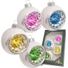 Krebs Glas Lauscha Weihnachtskugeln Weiß mit Bunten Reflexen 4-tlg. 7cm