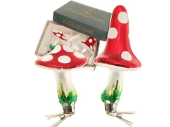 Krebs Glas Lauscha Weihnachtsornamente Fliegenpilze 2-tlg. 8cm
