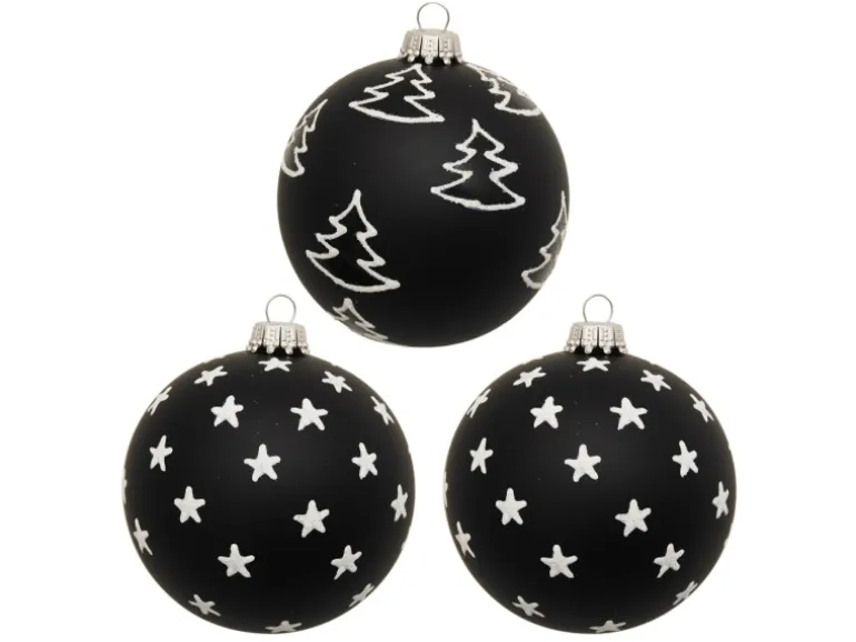 Krebs Glas Lauscha Weihnachtskugeln Xmas Ebony 3-tlg. 8cm