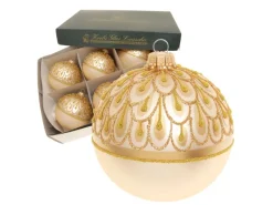 Krebs Glas Lauscha Weihnachtskugeln Gold Regendekor 6er-Set 8cm