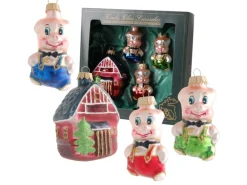 Krebs Glas Lauscha Weihnachtsornamente Schweinchen 4-tlg. 7cm