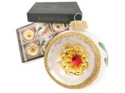 Krebs Glas Lauscha Weihnachtskugeln Reflex Blatt 6er-Set 8cm