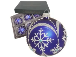 Krebs Glas Lauscha Weihnachtskugeln Schneeflocke 6er-Set 8cm