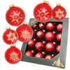 Krebs Glas Lauscha Weihnachtskugeln Sortiment Schneeflocke Rot 8cm
