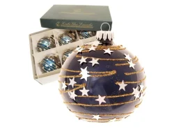 Krebs Glas Lauscha Weihnachtsbaumkugel Sternhimmel 6er-Set 8cm