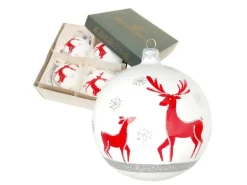 Krebs Glas Lauscha Weihnachtsbaumkugel Rentiere 4er-Set 11cm