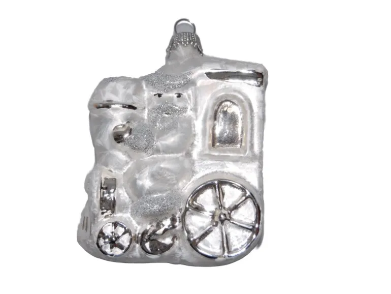 Krebs Glas Lauscha Weihnachtsmann auf der Lokomotive Silber 1-tlg. 9cm