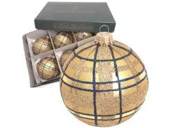 Krebs Glas Lauscha Weihnachtskugeln Gold Scottish 6er-Set 8cm