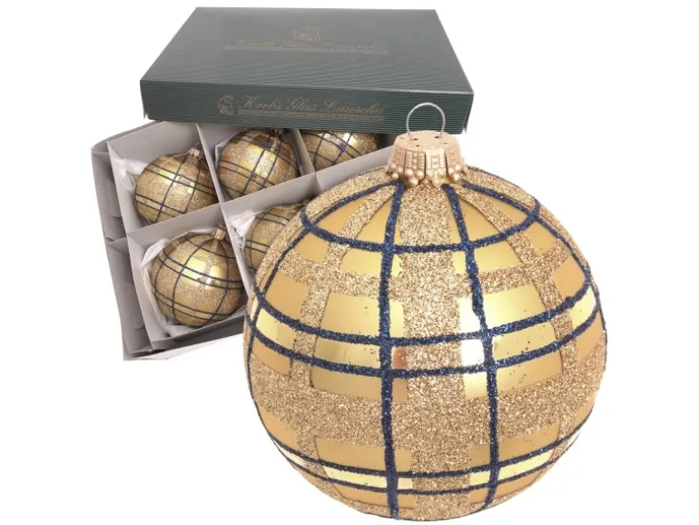 Krebs Glas Lauscha Weihnachtskugeln Gold Scottish 6er-Set 8cm