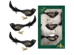 Krebs Glas Lauscha Weihnachtsornamente Vogel 3er-Set 7cm