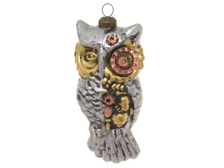 Krebs Glas Lauscha Weihnachtsornament Steampunk Eule 1-tlg. 5cm